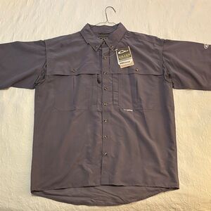 Drake Men's Casual Short Sleeve Button Down Shirt - Dark Gray